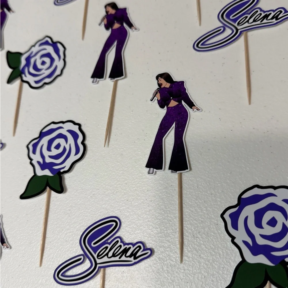 Singer Selena Party Cupcake Toppers
